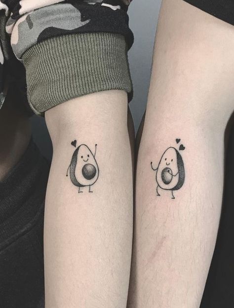 Avocado Tattoo, Cute Couple Tattoos, Small Couple Tattoos, Couples Tattoo Designs, Shape Tattoo, Omerta Tattoo, Couple Tattoo, Bff Tattoos, Matching Couple Tattoos