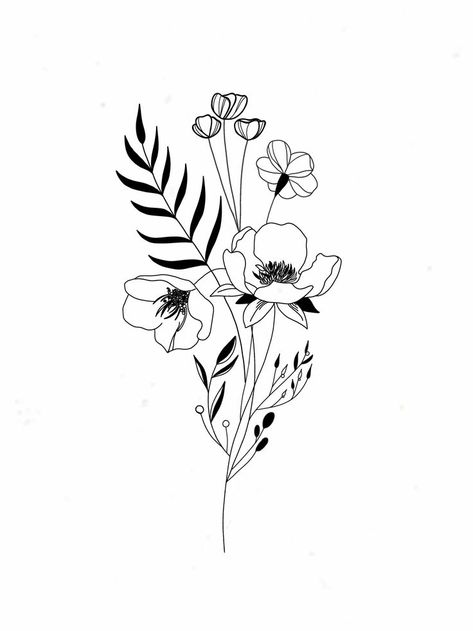 Meadow Flowers Tattoo, Flowers Tattoo Simple, Wildflower Border, Back Of Arm Tattoo, Mini Toile, Flower Tattoo Back, Tattoo Simple, Flowers Tattoo, Digital Borders Design