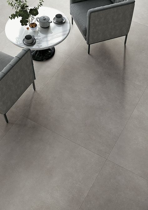 Porceline Tile Floor, Grey Tiles Living Room, Bedroom Floor Tiles, Tiles Living Room, Tile Floor Living Room, Industrial Kitchen Design, Indoor Tile, Living Room Tiles, Floor Tile Design