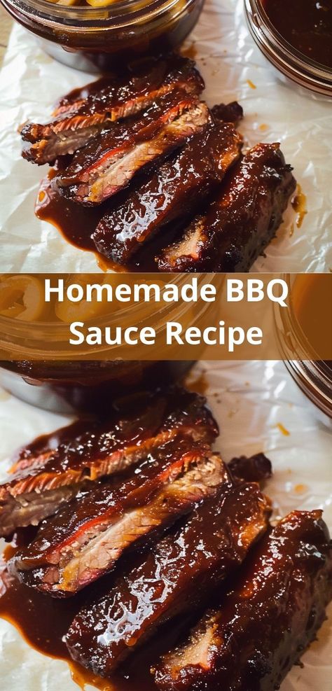 Quick and easy BBQ sauce recipe—homemade goodness! Easy Bbq Sauce Recipe, Brisket Sauce, Barbeque Sauce Recipe, Easy Bbq Sauce, Homemade Bbq Sauce Recipe, Homemade Bbq Sauce, Bbq Dishes, Easy Bbq, Brisket Recipes