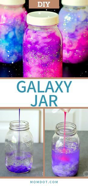 Diy Galaxie, Galaxy Jars, Vetenskapliga Experiment, Fun And Easy Diys, Diy Galaxy Jar, Calming Jar, Galaxy Jar, Diy Galaxy, Diy Crafts For Girls