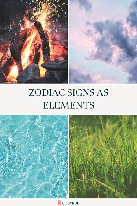 Today we look at the the zodiac signs as elements. There are four main elements in the world and in astrology: Fire, Water, Air, and Earth. Each element is associated with three specific zodiac signs, making up the twelve sun signs of the zodiac. So, check out the zodiac signs as elements and see how they work together. Elements Fire Water Air Earth, Air Signs Zodiac, Earth Signs Zodiac, Element Signs, Sun Signs, Zodiac Elements, Signs Of The Zodiac, The Zodiac Signs, Earth Orbit