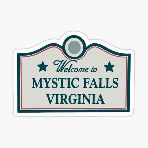 Mystic Falls Sign, Tvd Bedroom, The Vampire Diaries Stickers, Tvd Party, Vampire Diaries Stickers, Vampire Diaries Party, Macbook Cover Stickers, Tvd Stickers, Stefan Damon