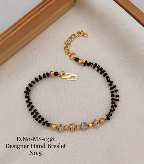 Tanishq Bracelets Design, Mangal Sutra Bracelet Design, Mangalsutra Bracelet Designs Gold, Nazariya Bracelet For Women, Black Beads Bracelet Gold, Hand Mangalsutra Bracelet, Bracelet Mangalsutra, Kids Gold Jewelry, Mangalsutra Bracelet