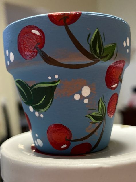 Art by Hervintageroots Fruit Painted Pots, Flower Pots Painting Ideas, Cute Flower Pot Painting Ideas, Hand Painted Pots Diy, Pot Painting Ideas Creative, Plant Pot Painting, Flower Pot Painting, Paint Garden Pots, Painting Pots