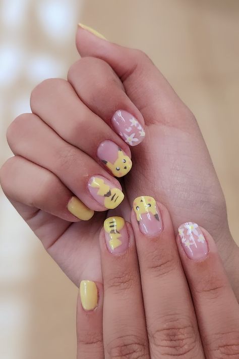 Nail art Pokemon Yellow Pikachu Nails, Nail Stuff, Nail Design, Pikachu, Gel Nails, Nail Designs, Nail Art, Nails, Design