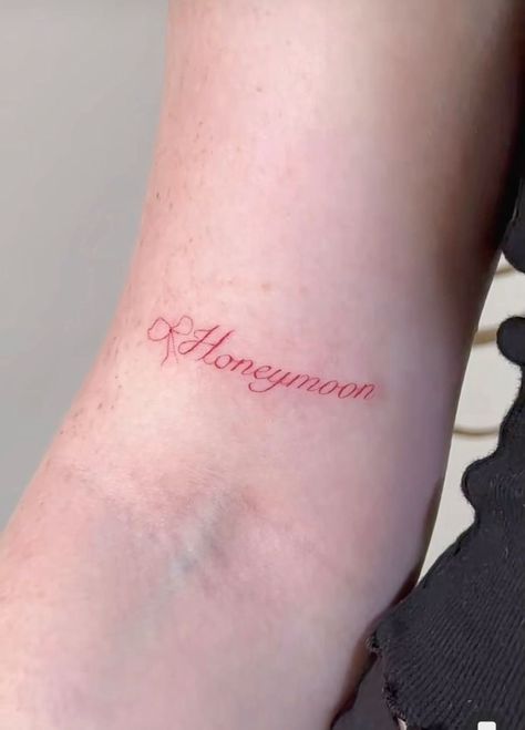 Honeymoon Avenue Tattoo, Honeymoon Tattoo Lana Del Rey, Yours Truly Tattoo, Honeymoon Tattoo, Ldr Tattoo, Lana Del Rey Tattoo, First Tattoo Ideas, Petite Tattoos, Cute Tiny Tattoos