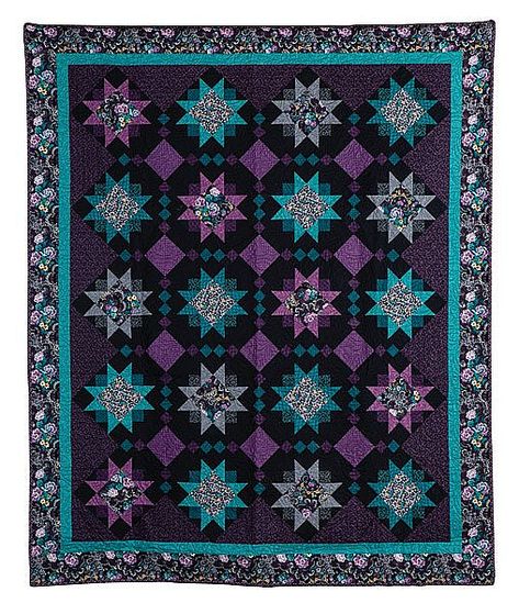 Create a Striking Quilt in Colors You Love - Quilting Digest Fall Quilt Patterns, Star Quilt Pattern, Connecting Threads, Quilt Pattern Download, Purple Quilts, Purple And Teal, Amish Quilts, Fall Quilts, Star Quilt Patterns