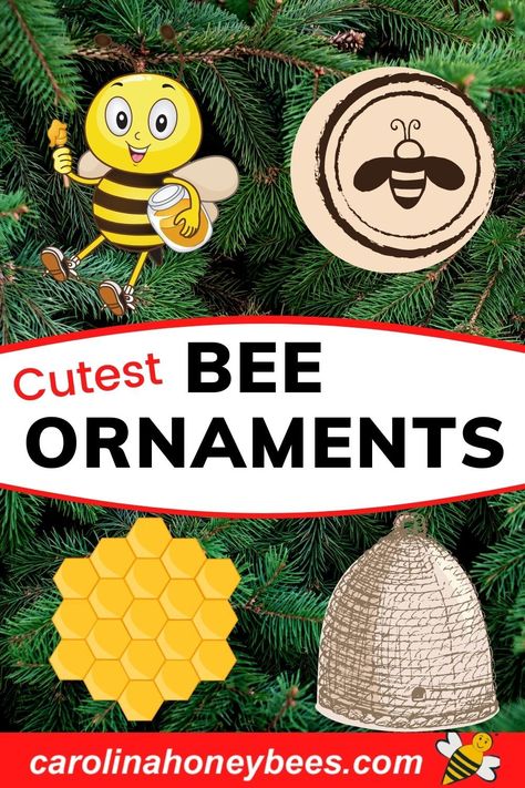 The best selection of cute honey bee ornaments for your Christmas tree or holiday decorations. Unique and stylish ornaments. Honeybee Christmas Tree, Bee Tree Topper, Diy Bee Ornament, Bee Christmas Tree, Bumble Bee Ornaments Diy, Bee Christmas Tree Ornament, Bee Ornaments, Christmas Bee, Bee Christmas