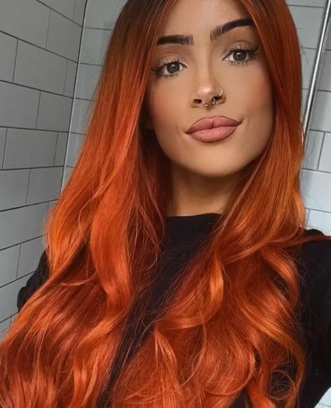 🍂 Possibly our best fall mix ever?? Ginger Spice ☕ @lauren_may_11 looks amazing in her custom mix! 3:2 ratio of Cosmic SUnshine and Sunset Orange and 3 drops of Purple Rain on level 7/8 bleached hair. 🔥 #fallhair #arcticfoxhaircolor Arctic Fox Hair Dye Ginger Spice, Arctic Fox Ginger Spice, Artic Fox Ginger Flare, Dark Orange Hair Color, Ginger Spice Hair, Burnt Orange Hair Color, Orange And Black Hair, Dark Orange Hair, Burnt Orange Hair