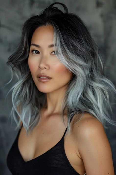 14 Creative Ombre Hairstyle Ideas You Need to Try ASAP Black Gray Hair Balayage, Black And Grey Ombre Hair, Ombre Gray Hair, Grey Ombre Hair Short, Black To Grey Ombre Hair, Ash Grey Hair, Silver Ombre Hair, Sombre Hair, Grey Ombre Hair