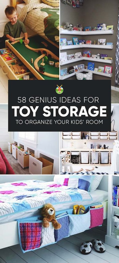 Can't stand toys and books everywhere in your house? Try these 34 toy storage ideas & kids room organization hacks to transform your kids' messy room. Books Organization, Kids Room Organization Diy, Toy Storage Ideas, Toy Room Organization, Small Room Organization, Kids Bedroom Storage, Soft Toy Storage, Small Kids Room, Diy Toy Storage