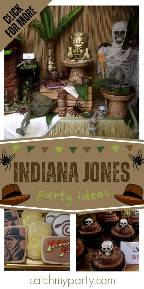 Don't miss this awesome Indiana Jones-themed birthday party! The cupcakes are so cool! See more party ideas and share yours at CatchMyParty.com Archeologist Birthday Party, Indiana Jones Boulder, Indiana Jones Movie Night, Indiana Jones Birthday Party Games, Indiana Jones Birthday Party Ideas, Indiana Jones Birthday Party Food, National Geographic Birthday Party, Indiana Jones Birthday Party Decor, Indiana Jones Birthday Cake