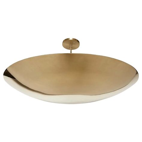 For Sale on 1stDibs - The Alta brass dome features a spun metal shade with a brass canopy and rod. The shade is available in brass or powdercoated metal finishes. Shown here Dome Chandelier, Modern Hacienda, Lawson Fenning, Brass Ceiling Light, Flush Mount Chandelier, Dome Pendant Lighting, Lighting Chandeliers, Contemporary Lamps, Art Deco Home