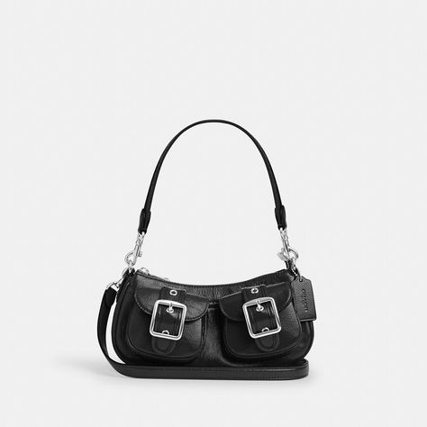 Ashton Baguette Bag BLACK Coach Black Bucket Shoulder Bag, Black Baguette Bag, Sneakers Smart Casual, Smart Casual Boots, Coach Bag Blck, Coach Black Hobo Bag Vintage, Black Coach Bag With Branded Hardware, Black Coach Bag, Black Coach Bag With Silver-tone Hardware