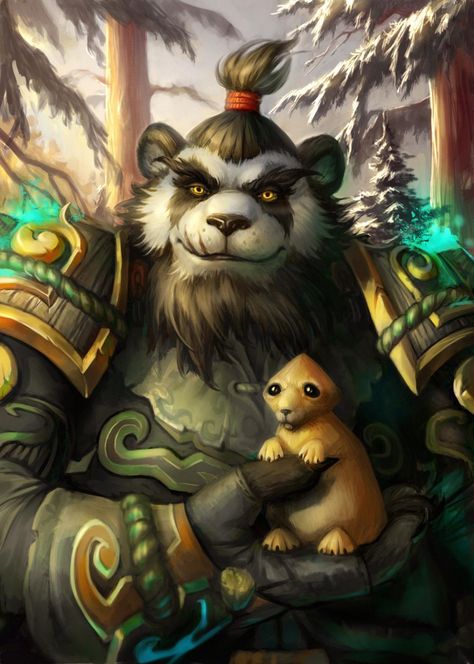 Wow Pandaren, World Of Warcraft Pandaren, Pandaren Monk, Bear People, World Of Warcraft Art, World Of Warcraft Characters, Warcraft Characters, Arte Ninja, Warcraft Art