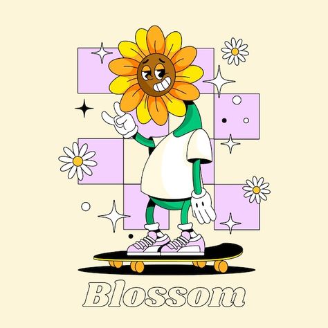 Free vector hand drawn sunflower cartoo... | Free Vector #Freepik #freevector #cartoon-art #cartoon-illustration #character-art #illustration-art Sunflower Character, Sunflower Cartoon, Sunflower Vector, Japanese Graphics, Hand Drawn Sunflower, Drawn Sunflower, Sunflower Illustration, Flower Cartoon, Inktober 2024