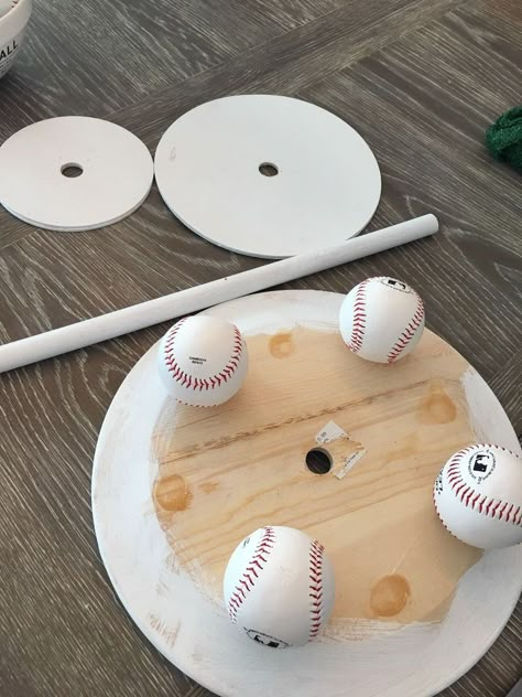 Baseball Party Decorations Diy, Baseball Birthday Party Ideas Decor, Rookie Of The Year First Birthday Decor Diy, Diy Baseball Party Decorations, Baseball Treats, Baseball Snacks, Baseball Theme Birthday, Cupcake Display Stand, Baseball Crafts