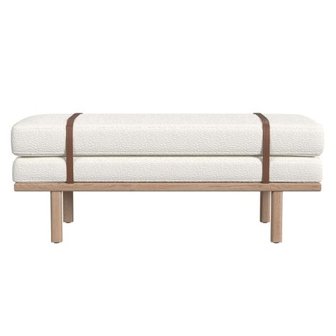 HomePop upholstered Bench with Wood Base - Cream Boucle - On Sale - Bed Bath & Beyond - 38412716 End Of Bed Bench, Metal Bench, Bed Bench, Ottoman Coffee Table, Ottoman Table, Wood Bench, Upholstered Bench, Upholstered Furniture, Bench Furniture