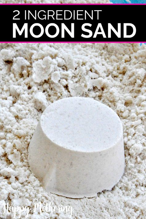 Are you looking for a fun sensory activity to keep your kids busy? This DIY moon sand uses only 2 ingredients for hours of fun! #moonsand #kidsactivities #toddleractivities #preschoolactivities #sensoryplay #naturalparenting Comet Craft Preschool, Non Messy Crafts For Kids, Easy Kids Activities, Sun And Moon Activities, Science Kids Activities, Moon Activities For Kids, Fun Activities To Do With Kids, Summer Kid Activities, Fun Kid Activities