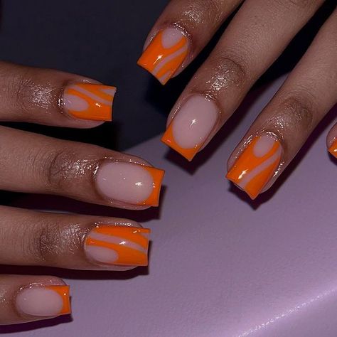 Overlay 🤍. Her natural nail shape is pretty much perfect. (New clients can book next week ☺️✨) #nailchicmadi #overlaynails #shortnails… | Instagram Summer Overlay Nails, Orange Short Nail Designs, Short Nail Overlay Ideas, Cute Natural Nail Designs, Overlay Nails Designs, Dope Nail Designs Short Length, Orange Tip Nails, Acrylic Overlay Nails Design, Design On Natural Nails