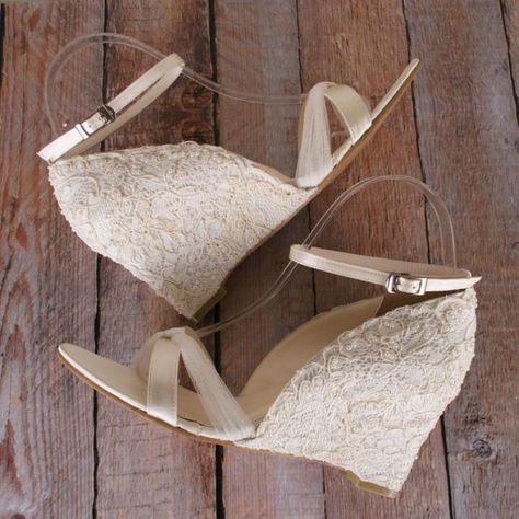 Wedding Shoes Wedge, Bridal Shoes Wedges, Blush Wedding Shoes, Dream Wedding Shoes, Ivory Bride, Wedding Wedges, Custom Wedding Shoes, Wedding Shoes Vintage, How To Dress For A Wedding