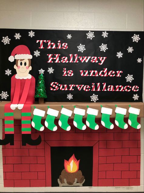 3d Christmas Bulletin Board Ideas, Elf Surveillance Bulletin Board, Christmas Stocking Bulletin Board Ideas, Elves Bulletin Board Ideas, Elf On The Shelf Bulletin Board, Christmas Library Bulletin Board Ideas, Elf On The Shelf Bulletin Board Ideas, Stocking Bulletin Board, Christmas Bulliten Board Ideas