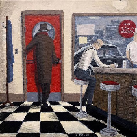 Diner Painting, 50s Diner, Canadian Painters, Retro Diner, November 12th, Shop Art Prints, Canadian Art, Art Pages, Paintings For Sale