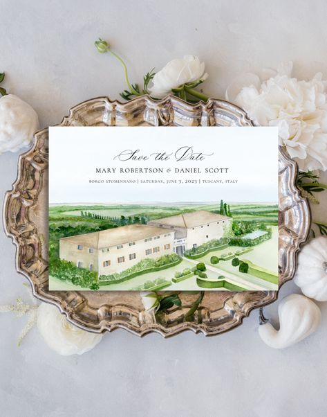 Borgo Stomennano Tuscany Save the Date Wedding Invitations Tuscany Wedding Invitations, Save The Date Wedding Invitations, Tuscany Italy Wedding, Map Wedding Invitation, Watercolour Wedding Stationery, Siena Italy, Wedding Map, Printing Wedding Invitations, Tuscany Wedding