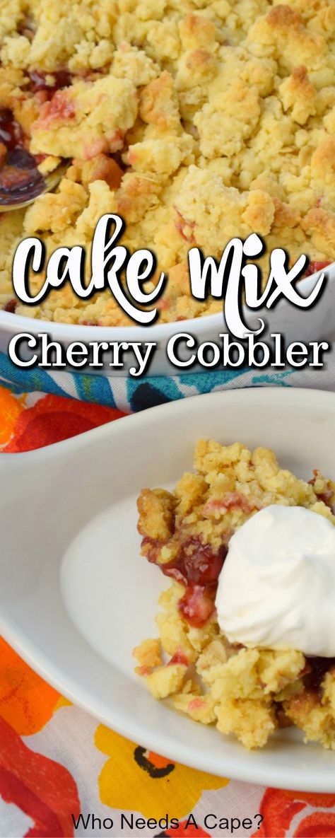 Cake Mix Cherry Cobbler the easiest and tastiest dessert that you can make with ingredients from your pantry. You’ll be amazed at how simple this recipe is. #cakemix #cherrydessert #easydessert Cherry Cobbler Recipe Easy, Cake Mix Cherry Cobbler, Cherry Crisp Recipe Easy, Fresh Cherry Cobbler, Easy Cherry Cobbler, Cherry Crisp Recipe, Cobbler Cake, Cherry Chip Cake, Cherry Pie Filling Recipes