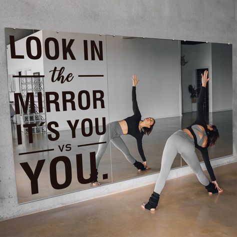 Look In The Mirror Is You Vs You Gym Wall Art Decal Wall Mirror Workout Room, Gym Mirrors Garage, Gym Glass Door Writing, Home Gym Wall Art Canvas, Mirror Vinyl Wall, Mirror On Conrete Wall Workout Space, Garage Gym Mirror Wall, Backlight Mirror Gym, Mirror For Gym Fitness Rooms