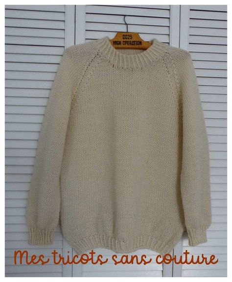 PULL RAGLAN TOP DOWN - Mes tricots sans couture aux aiguilles circulaires et en top-down Raglan Top, Top Down, Ravelry, Men Sweater, Couture, Crochet