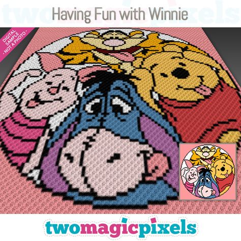 Crochet C2c Pattern, C2c Crochet Pattern Free, C2c Crochet Blanket, Winnie The Pooh And Friends, Crochet Graph, Graph Crochet, Crochet For Beginners Blanket, C2c Crochet, Manta Crochet