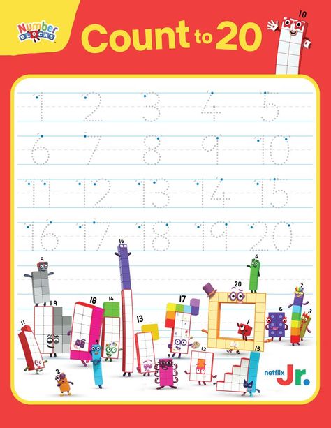 Numberblocks printable tracing worksheet for preschool Number Blocks Printable Free, Numberblocks Worksheet, Number Blocks Activities, Numberblocks Printables Free, Number Blocks Printable, Numberblocks Activities, Magazine Numbers, Trace Worksheet, Preschool Routine