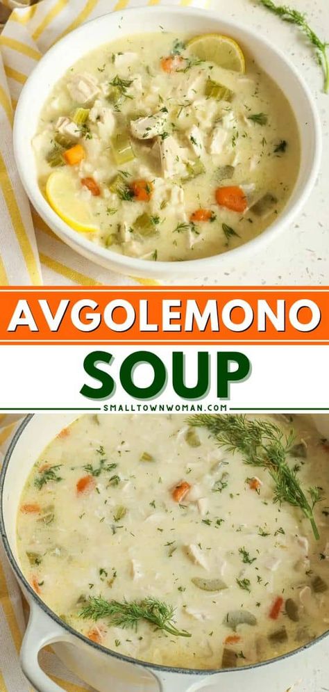 Turn to this easy winter recipe for a hearty dinner! This Greek Avgolemono Soup will become one of your favorite winter meals. Made with chicken, vegetables, and Arborio Rice in a creamy lemon chicken broth, this soup idea is a flavorful, hearty dinner! Arborio Rice Soup, Meals Made With Chicken, Greek Avgolemono Soup, Greek Lemon Soup, Easy Winter Recipes, Christmas Soup, Avgolemono Soup, Greek Lemon Chicken Soup, Rice And Chicken