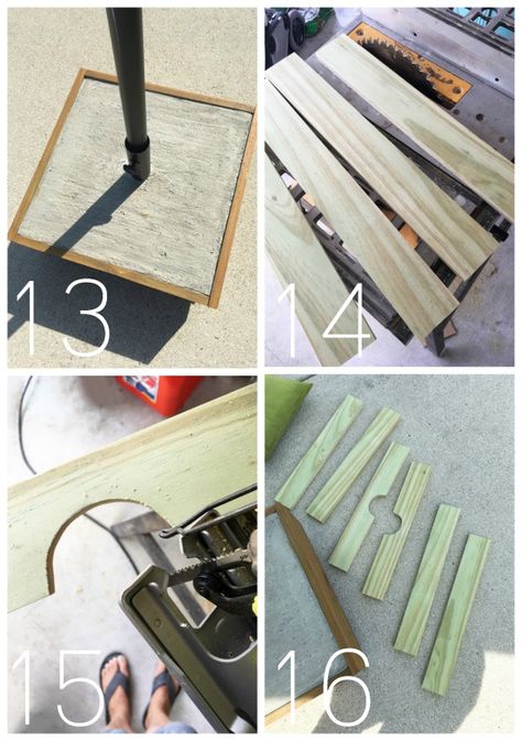 DIY Rolling Umbrella Base from confessionsofaserialdiyer.com Diy Rolling Umbrella Stand Outdoor, Rolling Umbrella Stand Diy, Rolling Umbrella Stand, Diy Cantilever Umbrella Base, Offset Umbrella Base Diy Ideas, Diy Parasol Base, Portable Umbrella Stand Diy, Umbrella Stand Side Table Diy, Umbrella Base Weight Ideas