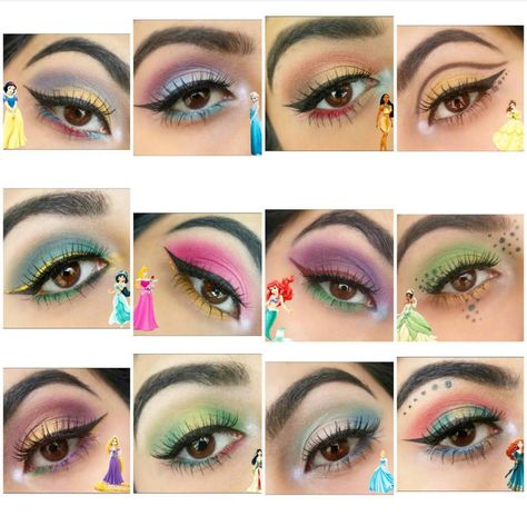 Universal Makeup Looks, Disney Princess Eyeshadow Looks, Disney Eyeshadow Looks, Makeup For Disneyland, Disney World Makeup Looks, Disney Princess Eye Makeup, Repunzal Makeup Ideas, Disney World Makeup, Princess Makeup For Kids