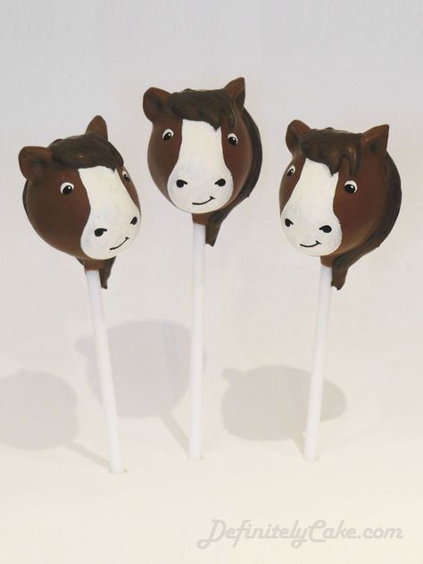 Horse Cake Pops • Definitely Cake Horse Cake Pops How To Make, Horse Cakepops, Horse Cake Pops, Horses Cake, Baking Birthday Cake, Horse Racing Party, Horse Birthday Cake, Pop Cakes, Horse Cookies