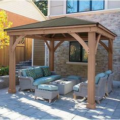 Shade Gazebo, Patio Deck Designs, Wooden Gazebo, Backyard Seating, Backyard Gazebo, Wooden Pergola, Backyard Pergola, Aluminum Roof, Covered Pergola