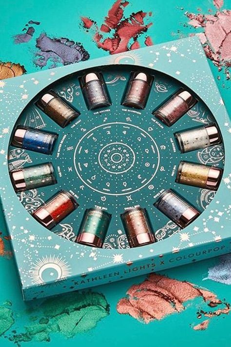 ColourPop’s New Zodiac Pigments Are So Pretty (and Virgos, They Don’t Break the Bank) Pr Kit, Kathleen Lights, Makeup Package, Birth Chart Astrology, Zodiac Collection, Loose Pigments, Packing Design, Tea Packaging, Creative Packaging