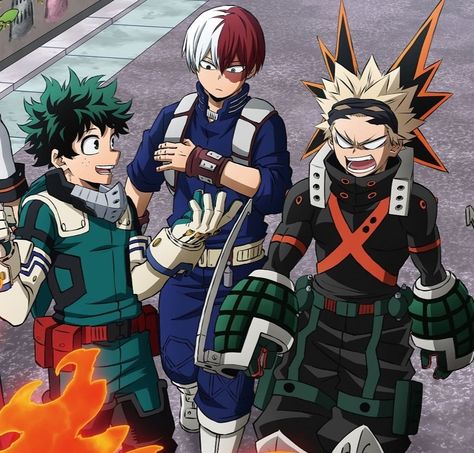 Izuku And Katsuki, Bakugo Todoroki, Bakugo Deku, Wonder Duo, Trio Halloween Costumes, The Big Three, Academia Wallpaper, Human Torch