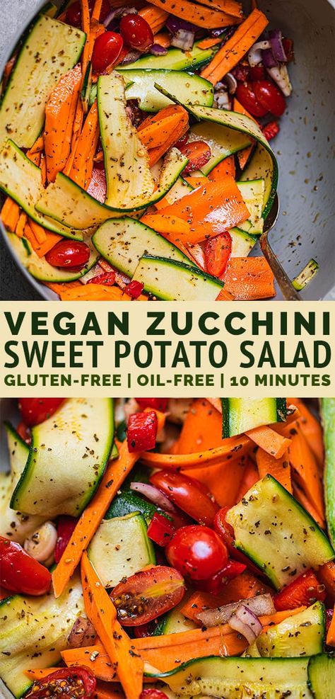 Raw Vegetables Snacks, Raw Sweet Potato Recipes, Raw Zucchini Recipes, Raw Vegetable Recipes, Raw Vegetables Recipes, Potato Salad Vegan, Salads Healthy, Raw Sweet Potato, Veggie Ideas