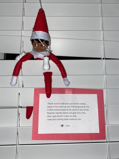 Where will Jinx (Elf on the Shelf) hide next??? If you need help finding ideas for your Elfy look no further! Here's creative funny clever ideas with notes! Elf On A Shelf Hiding Ideas, Funny Elf On The Shelf For Toddlers, Sports Elf On The Shelf Ideas, Christmas Elf Hiding Ideas, Places To Hide The Elf On The Shelf, Funny Elf Hiding Spots, Hide And Seek Elf On The Shelf, Elf On The Shelf Hiding Spots, Funny Places To Hide Your Elf