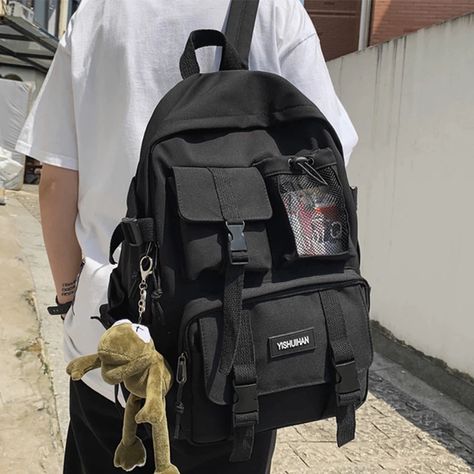 School Backpack Black, Preppy School Bag, Black Backpack School, School Rucksack, School Bag College, Laptop Backpack Women, Kawaii Backpack, Functional Backpack, Travel Backpacks