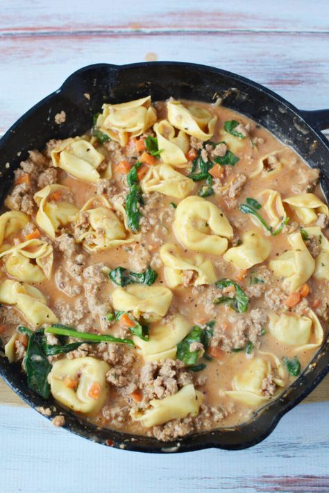 Creamy Turkey Tortellini Soup Recipe Turkey Tortellini Soup, Turkey Tortellini, Cheese Tortellini Soup, Ground Turkey Soup, Creamy Tortellini Soup, Spinach Tortellini Soup, Chicken Tortellini Soup, Spinach Tortellini, Turkey Soup Recipe