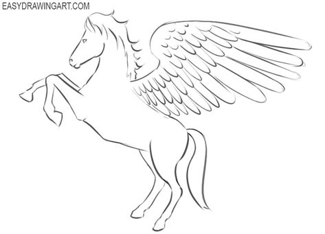 How to Draw Pegasus | Easy Drawing Art How To Draw Pegasus, Pegasus Drawing Easy, Simple Pegasus Tattoo, Cute Pegasus, Pegasus Illustration, Pegasus Drawing, Pegasus Tattoo, Wolves, Graphic Novel Illustration