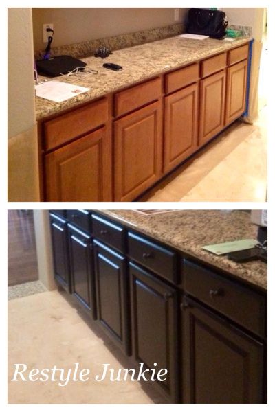 Gel Stain Kitchen Cabinets, Gel Staining Cabinets, Stain Cabinets, Kitchen Cabinets Before And After, Bathroom Dark, Gel Stains, Java Gel Stains, Stained Kitchen Cabinets, Dark Bathroom