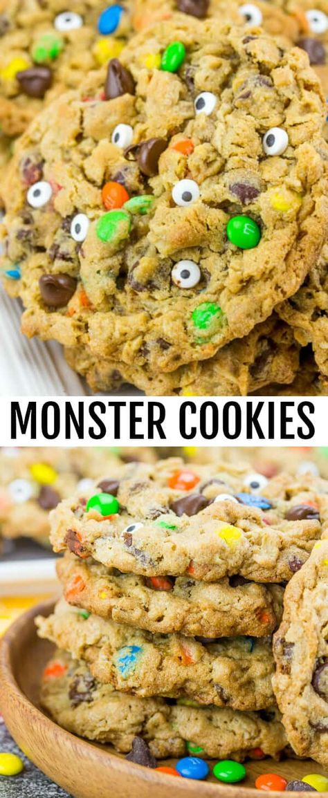 Monster Cookies Halloween, Cookies Monster, Kids Cookies, Weight Watcher Desserts, Halloween Cookie Recipes, Cookies Halloween, Halloween Breakfast, Fun Halloween Treats, Monster Cookie