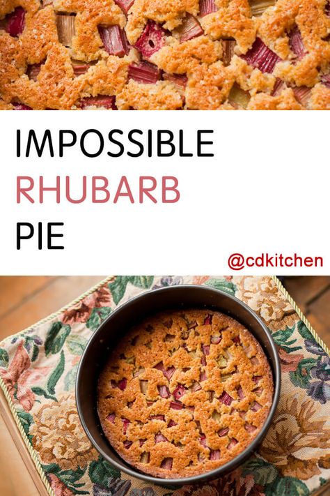 Impossible Rhubarb Pie, Keto Rhubarb Custard Pie, Strawberry Rhubarb Pie With Tapioca, Strawberry Rhubarb Pie With Store Bought Crust, Easy Flan, Strawberry Rhubarb Pie Crumb Topping, Easy Pies, Rhubarb Pie Recipe, Impossible Pies