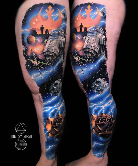 Star Wars Tattoo Sleeve, Tattoo Trend, Star Wars Quotes, Star Wars Facts, Octopus Tattoo, Leg Tattoo Men, Star Wars Tattoo, Leg Sleeve, Star Wars Wallpaper